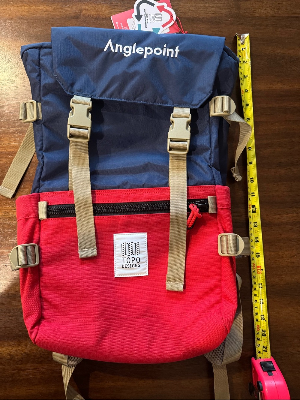 Topo Designs Backpack Rover Pack Classic (20L) in the Navy/Red colorway